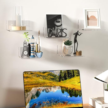 6 Inches Acrylic Small Wall Shelves 2 Pack, Floating Shelf - Image 6