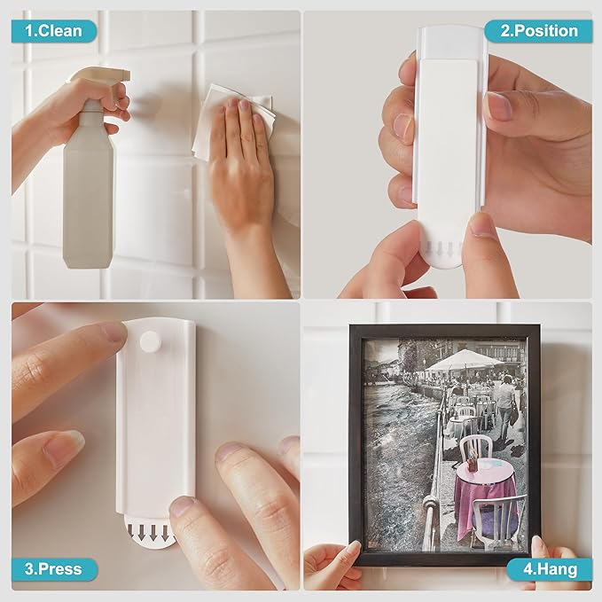 Large Universal Frame Hanger, 8 Picture Hangers, 12 Large Removable Adhesive - Image 3