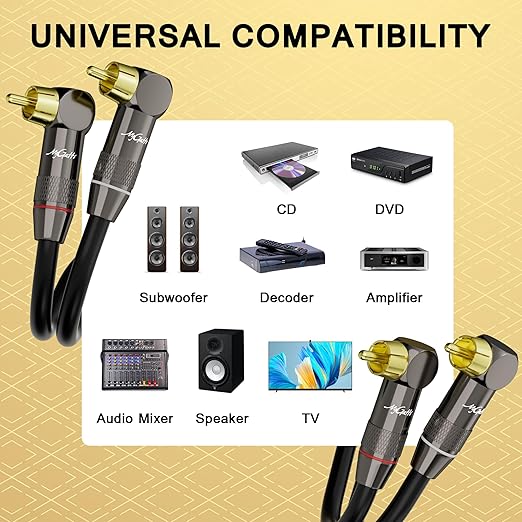 Right Angle RCA Cable 50 FT, 90 Degree 2RCA to 2RCA Stereo Audio Cable - Image 6