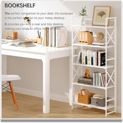 4NM 6 Tiers No Assembly Book Shelves, 61.8" H Folding Bookshelf Bookcase Open - Image 3