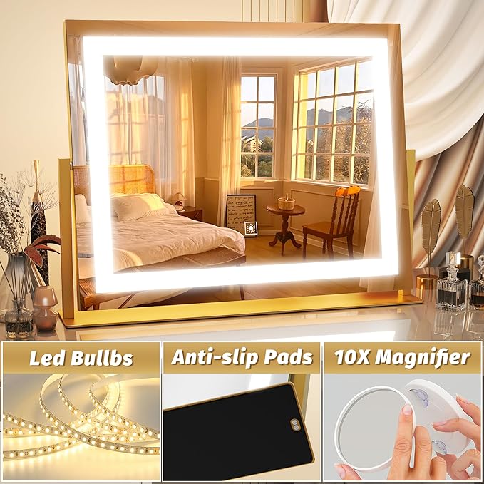FENNIO Vanity Mirror with Lights 22''x18'' Makeup Mirror with Lights, Lighted - Image 5