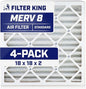 Filter King 18x18x2 Air Filter | 4-PACK | MERV 8 HVAC Pleated A/C Furnace by FilterKing