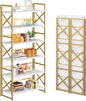 4NM 6 Tiers No Assembly Book Shelves, 61.8" H Folding Bookshelf Bookcase Open by 4NM