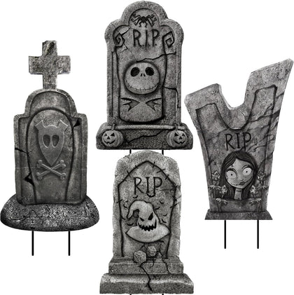 4PCS Metal Halloween Tombstone Outdoor Yard Signs with Stakes Decorations