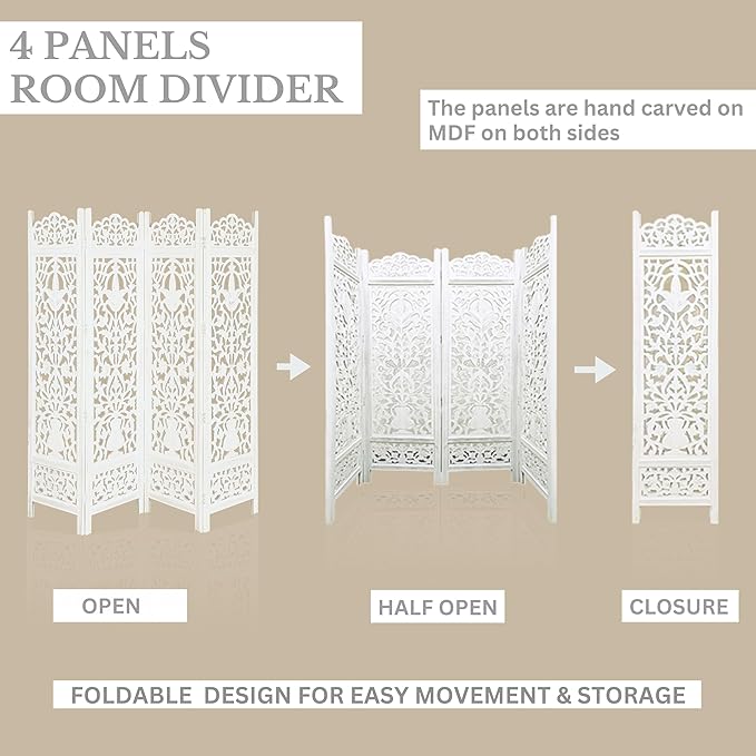 Lightnpro 4-Panel Wooden Room Divider 72"×72" - Image 3