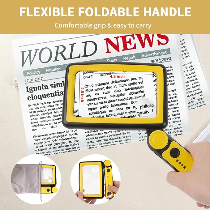 Magnifying Glass with Light, 3 Light Modes Folding Lighted Magnifying Glass - Image 3