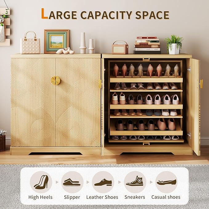 Vlsrka Shoe Cabinet Storage for Entryway, 6-Tier Rotating Shoe Cabinet - Image 4