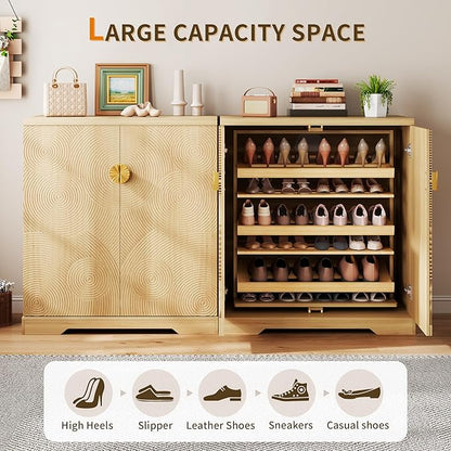 Vlsrka Shoe Cabinet Storage for Entryway, 6-Tier Rotating Shoe Cabinet - Image 4