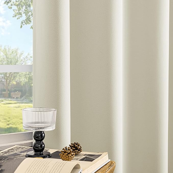 Beauoop Cream 100% Blackout Curtains 54 Inch Long 2 Panels - Image 4