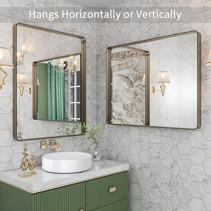 LOAAO 28”X36” Bronze Bathroom Mirrors - Image 4
