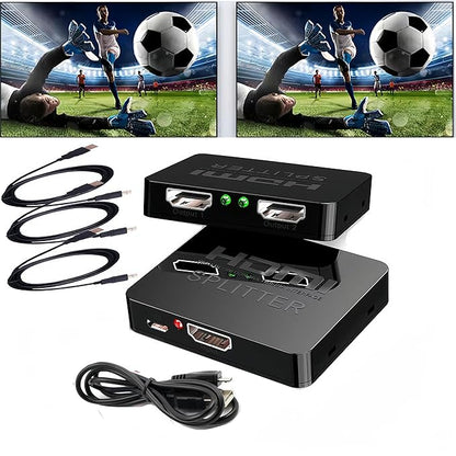 HDMI Splitter 1 in 2 Out【with 3HDMI Cables + 1USB Strip Power Cable 】 1×2 Power by Unknown