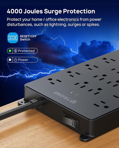 TROND Surge Protector Power Strip, 22 Widely Spaced Outlets - Image 2