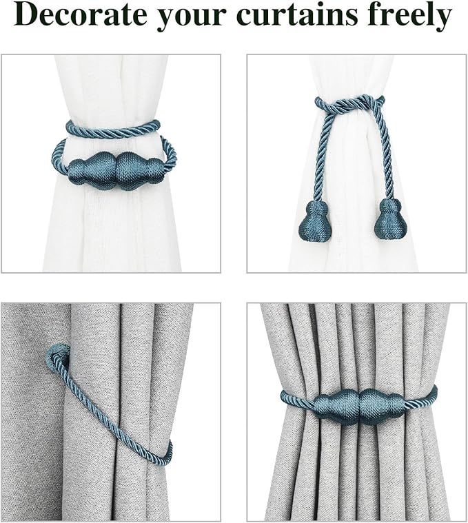 Nieffeiy Magnetic Curtain Tiebacks Outdoor Curtain Tie Backs Rope Decorative - Image 4
