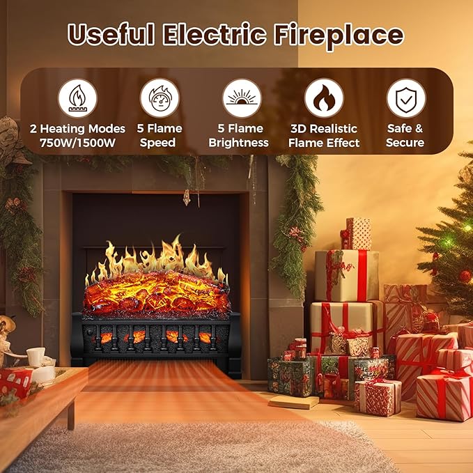 21 Inches Electric Fireplace Insert Log Heater Set, Freestanding Heater - Image 2