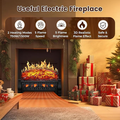 21 Inches Electric Fireplace Insert Log Heater Set, Freestanding Heater - Image 2