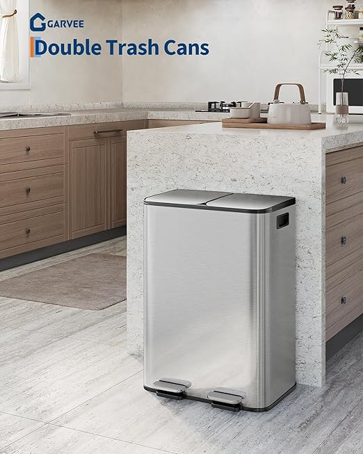 Garvee Trash Can, 2 x 8 gal Garbage Can - Image 2