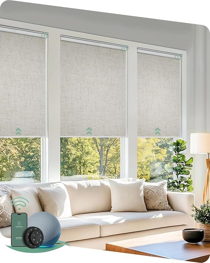 Yoolax Motorized Blinds with Remote, Automatic Window Shades Work with Alexa by Yoolax