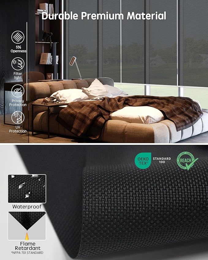 Yoolax Motorized Solar Shades, Flame Resistat Smart Blinds - Image 6
