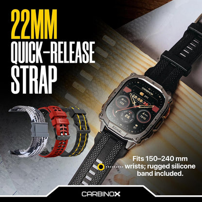 carbinox edge military smart watch for men, fitness, view 9