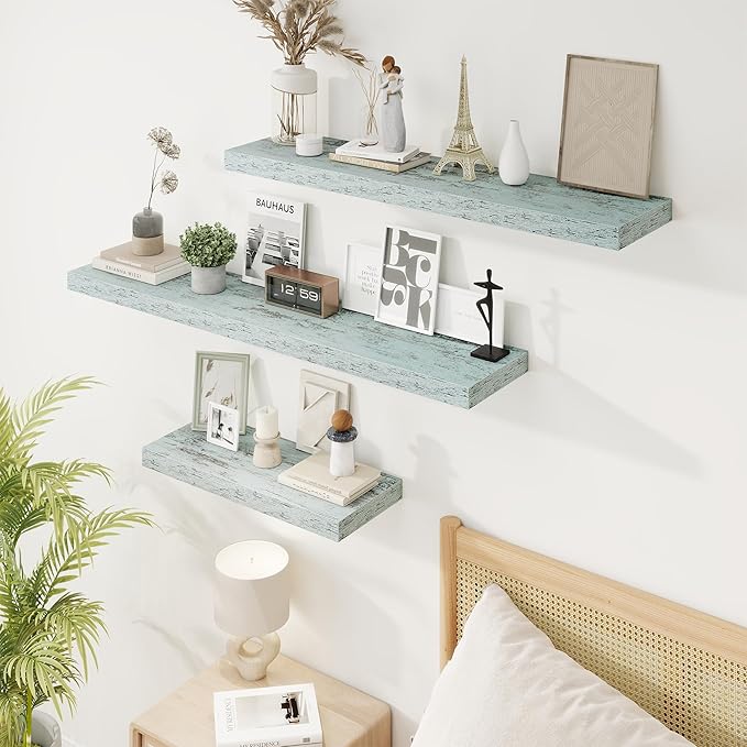 24in Floating Shelves for Wall, 2 Pack Long Wall Mounted Engineered Wood Shelves - Image 7