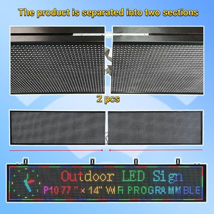 77”x14” Programmable LED Display Sign, P10 Outdoor Digital Scrolling Message - Image 6