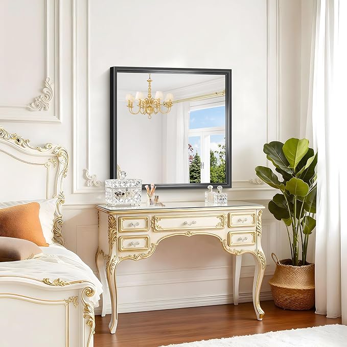 Black Bathroom Mirror, 30x30 Square Mirrors - Image 4