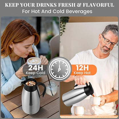 68 Oz Thermal Coffee Carafe, Stainless Steel Insulated Vacuum coffee crafts to - Image 3