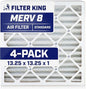 Filter King 13.25x13.25x1 Air Filter | 4-PACK | MERV 8 HVAC Pleated A/C Furnace by FilterKing