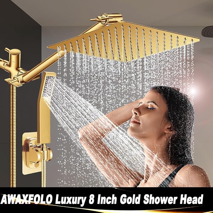 8"High Pressure Square Rain Shower Head and 2-in-1 Hand Shower.Equipped - Image 7