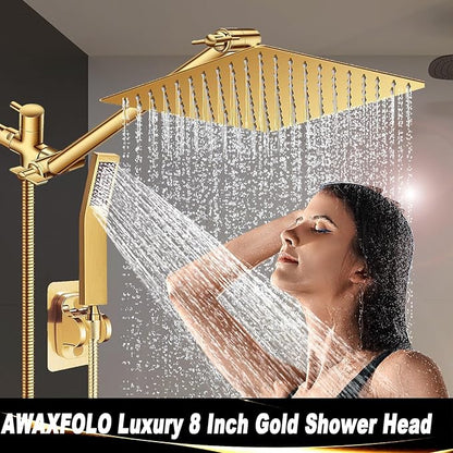 8"High Pressure Square Rain Shower Head and 2-in-1 Hand Shower.Equipped - Image 7