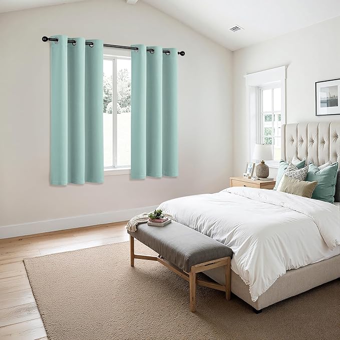 MIULEE Aqua Blackout Curtains for Bedroom Living Room 54 Inches Long 2 Panels - Image 6
