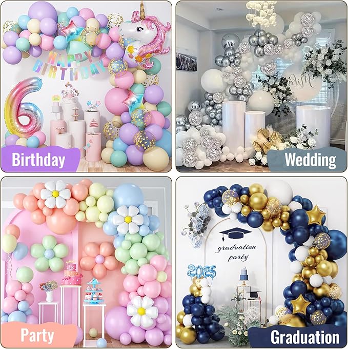AerWo [Upgraded] Balloon Arch Kit 8.2ft+6ft, Gold Half Balloon Arch Stand wit...