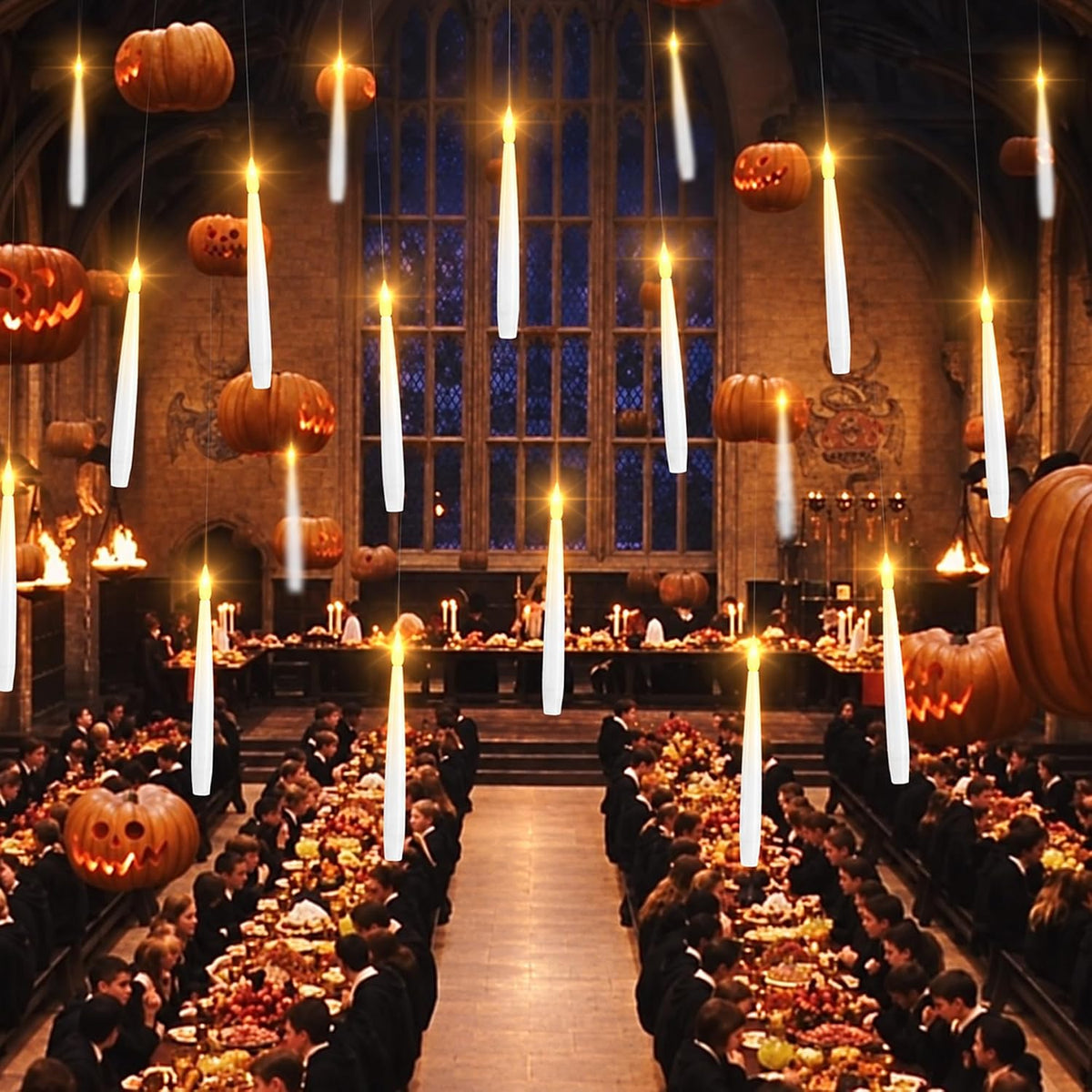 LUSHARBOR Floating Candles with Wand, Halloween Magic Flameless Candles