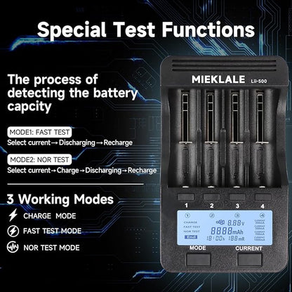 18650 Battery Charger, MIEKLALE 4 Bay Battery Charger - Image 3
