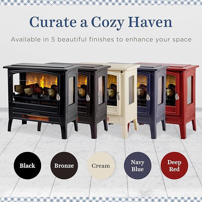 Country Living Infrared Freestanding Electric Fireplace Stove Heater in Black | - Image 8