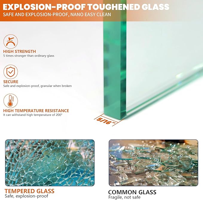 Shower Glass Door 38W*74H Inch, Bathroom Framed Fixed Shower Glass Panel - Image 6