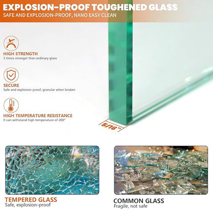 Shower Glass Door 34W*74H Inch, Bathroom Framed Fixed Shower Glass Panel - Image 6