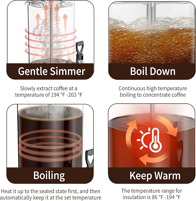 Coffee Urn Commercial Coffee Maker, 26 L 170 Cups, Transparent Electric - Image 4
