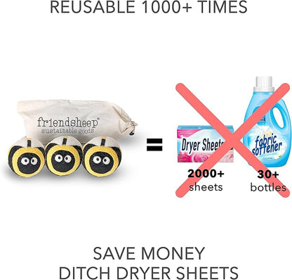 Friendsheep Wool Dryer Balls, Organic Reusable Fabric Softener Alternative - Image 3