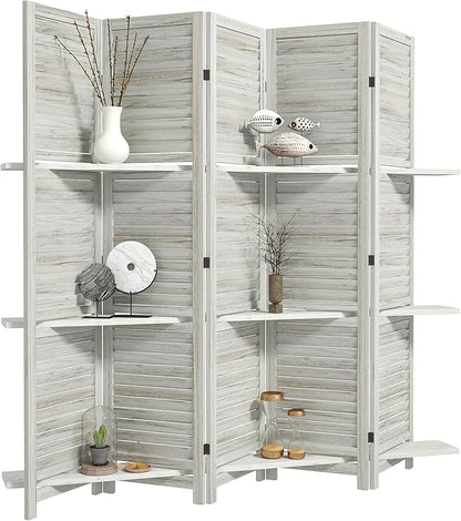 HOMCOM Room Divider, 5 Panel 67" Tall Wood Privacy Screen by HOMCOM