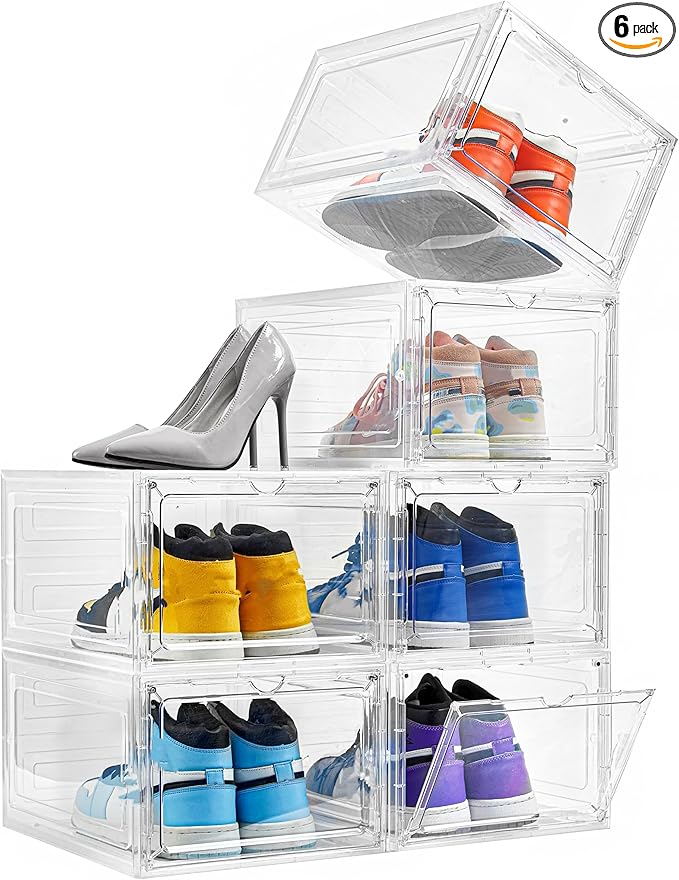 Attelite Shoe Box Organizer, Stackable Plastic Shoe Box by Attelite