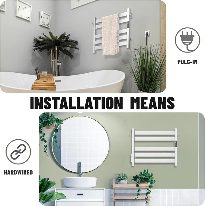 K&KALONZO Towel Warmer for Bathroom, Wall-Mounted 5-Bar Heated Towel Rack - Image 4