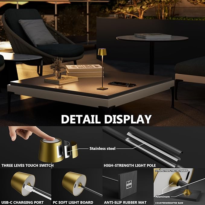 Compact Cordless Table Lamp, Rechargeable LED Night Light, Dual Light Source - Image 3
