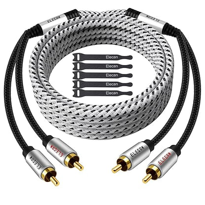 Elecan Premium RCA Cable 8 Ft 2 RCA Male to 2 RCA Male Stereo Audio Cable by Elecan