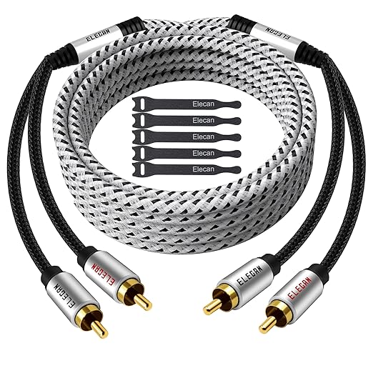 Elecan Premium RCA Cable 6 Ft 2 RCA Male to 2 RCA Male Stereo Audio Cable by Elecan