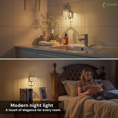 L LOHAS LED Night Lights Plug into Wall, Boho Fabric Cylinder Night Light - Image 7