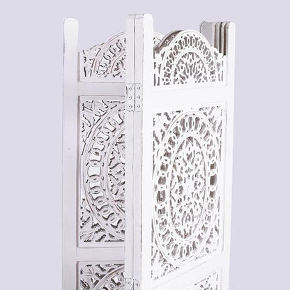Lightnpro 4-Panel Wooden Room Divider 48 × 64 Inch Antique White Finish - Image 8