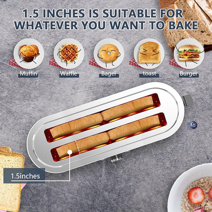 4-Slice Toaster, Extra Wide Long Slot Toaster, 7 Browning Settings, - Image 4
