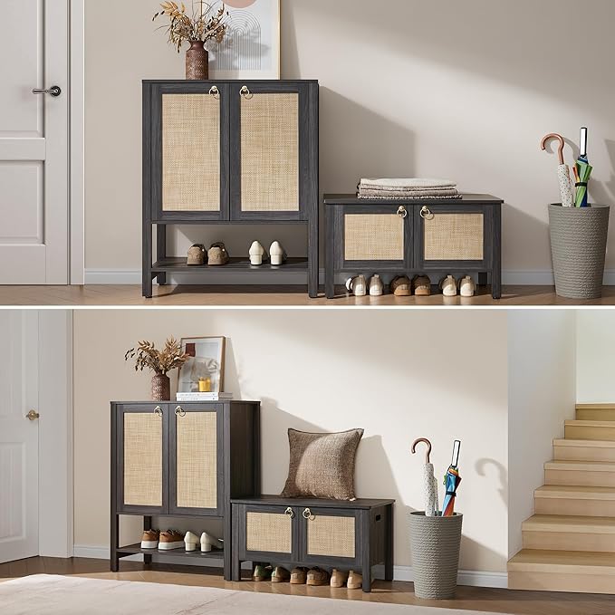 SICOTAS Rattan Shoe Storage Cabinet - Image 4