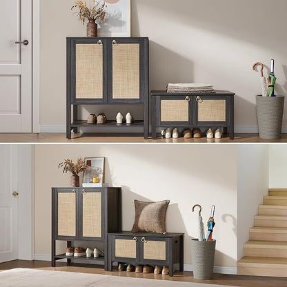 SICOTAS Rattan Shoe Storage Cabinet - Image 4